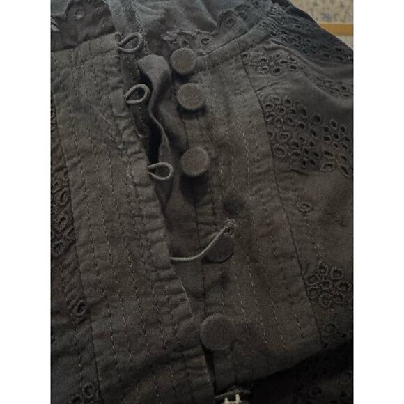 Madewell Cotton Eyelet Flutter Sleeve Mini Dress NU556 Black Size 12 NWT/FLAWED - Picture 6 of 6